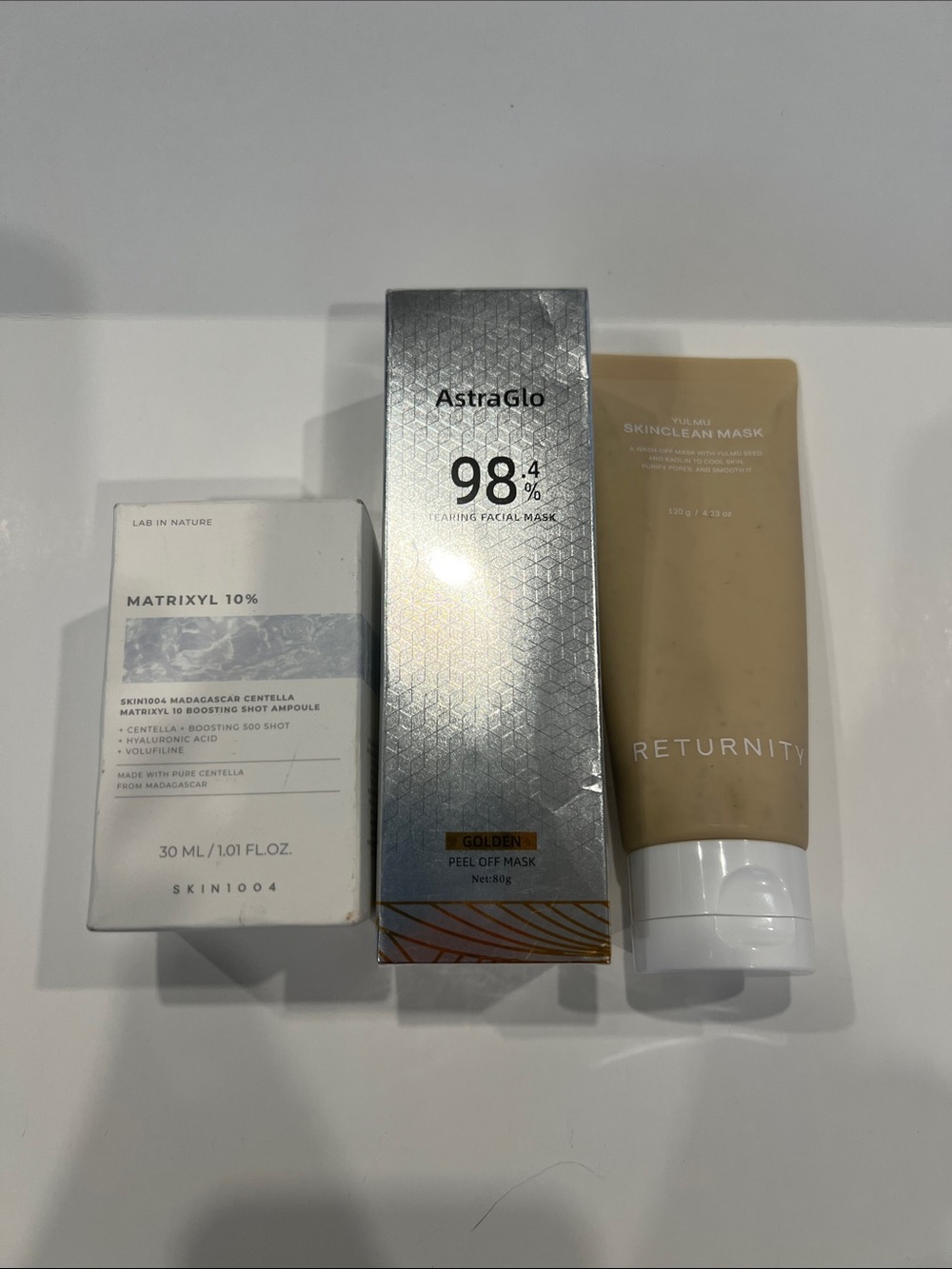 Korean Beauty NWT Matrixyl 10% , AstraGlo Golden Peel -Off Mask, Yulmu Returnity